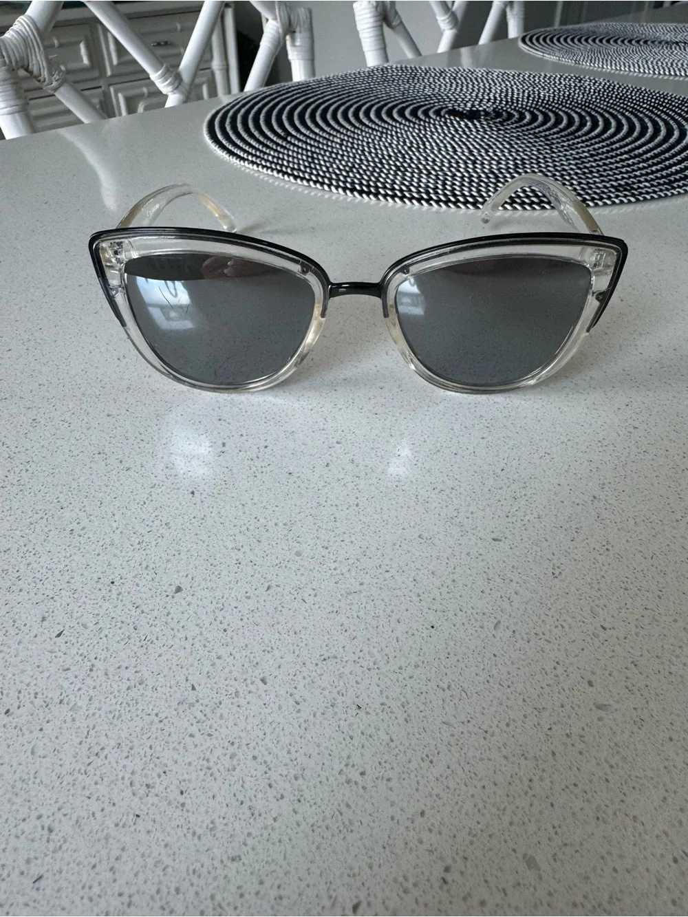 Quay Australia Clear Frame Black Trim Sunglasses